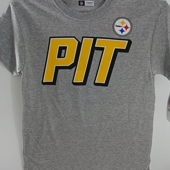 NFL Pittsburgh Steelers Shirt Gray Crew Neck Short Sleeve Graphic T Shirt - Picture 2 of 7